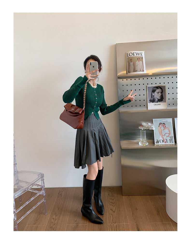 Karin Luna In Stock  In-stock Square Toe Straight Slip-on Long Boots