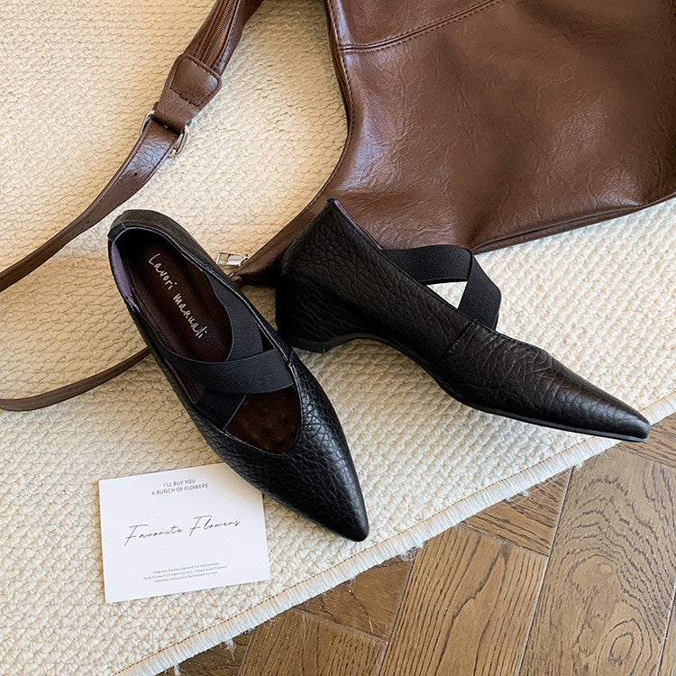 Karin Luna In Stock  Spot Goods  a Large Number of Spot Goods Pointed Toe Cross Strap Hidden Wedge Shoes