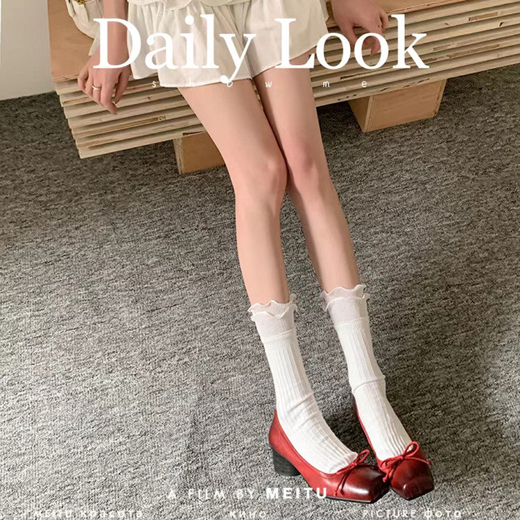 Karin Luna In Stock In Stock ~Full leather inside and out Pig Nose Bow Retro Thick Heel Mary Jane Shoes