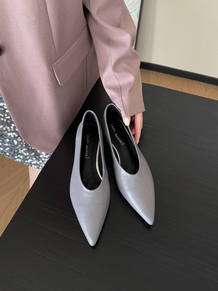 Karin Luna In Stock Spot Goods Classic three-color pointed toe metal heel shoes