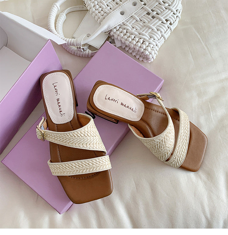 Karin Luna In Stock Spot Goods Resort Style Woven Flat Sandals