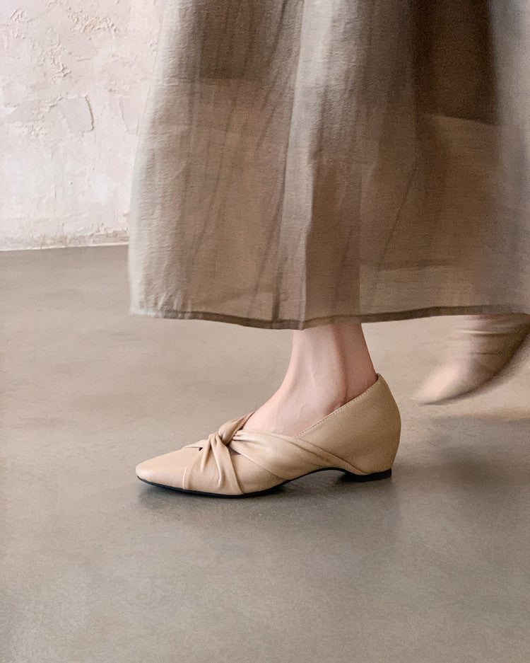 Karin Luna Cross Design Square Toe Hidden Wedge Shoes