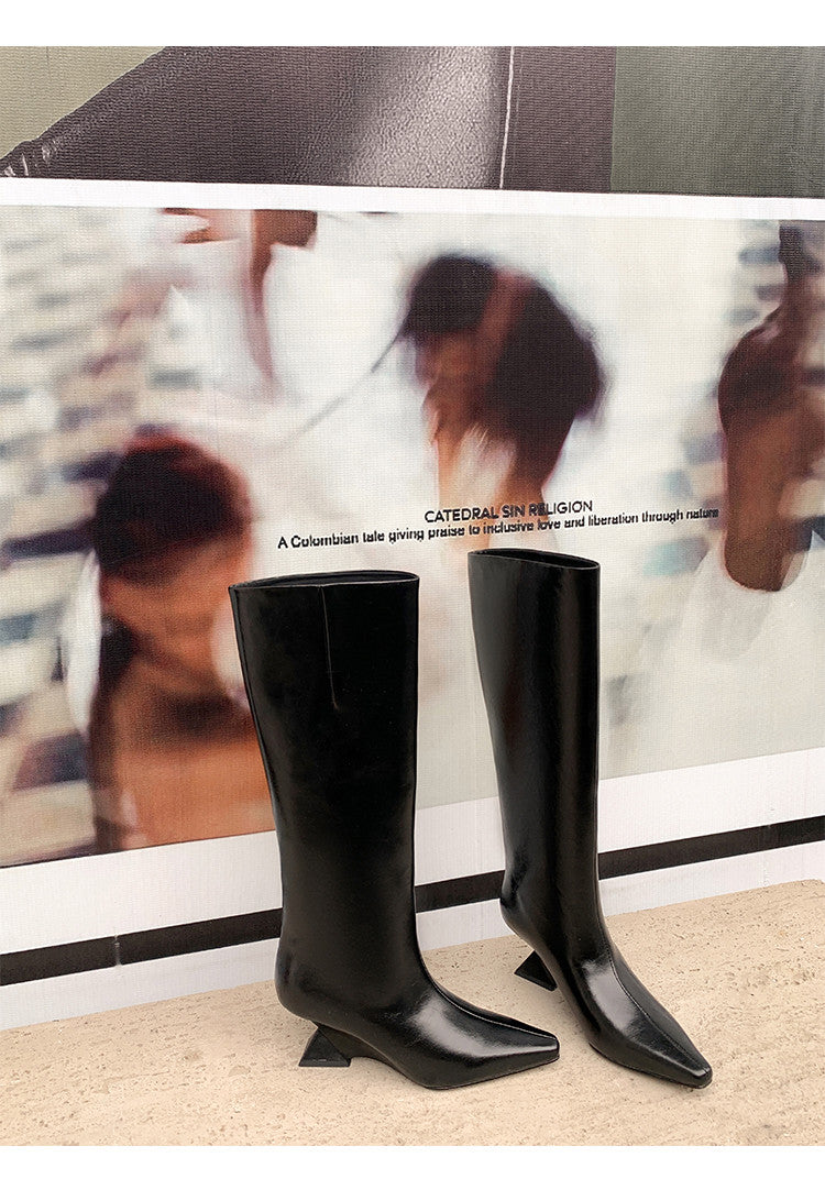 Karin Luna European and American Style Unisex Square-Toed Long Boots