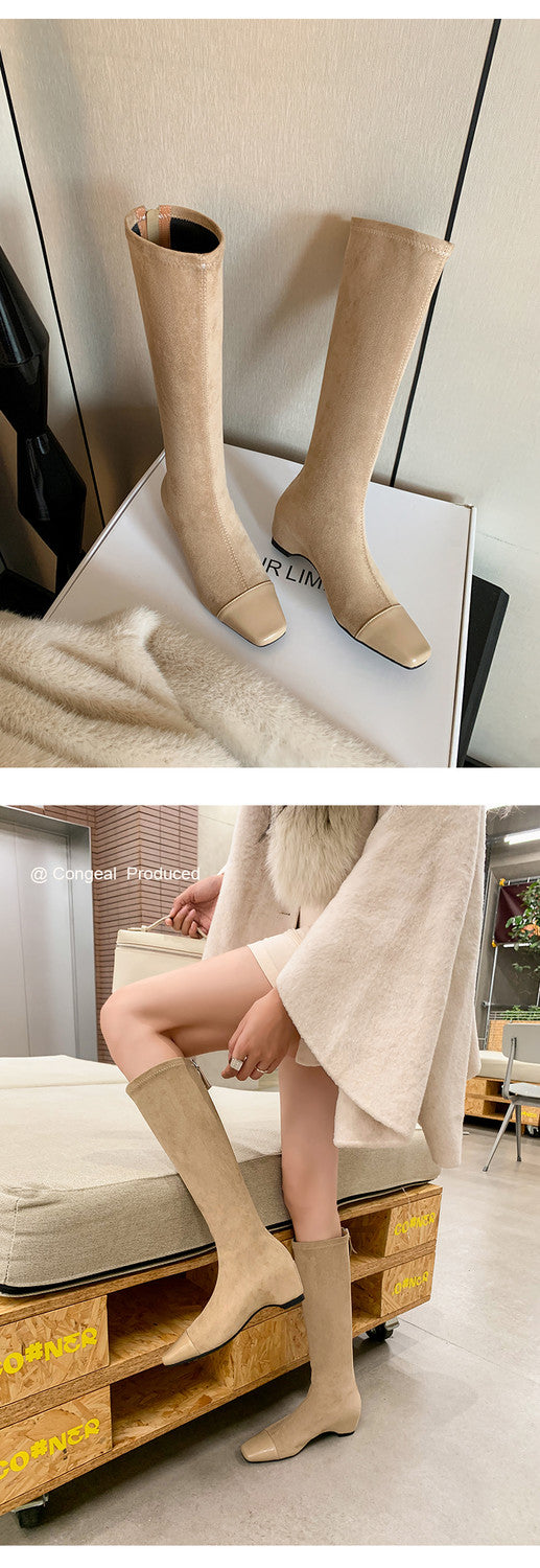 Karin Luna In Stock In Stock Patchwork Long Boots Elegant Versatile