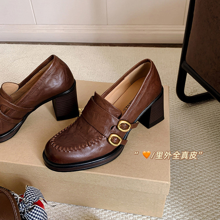Karin Luna Bestseller Hot-Selling Derivative Edition Self-contained Strap Buckle Casual Loafers