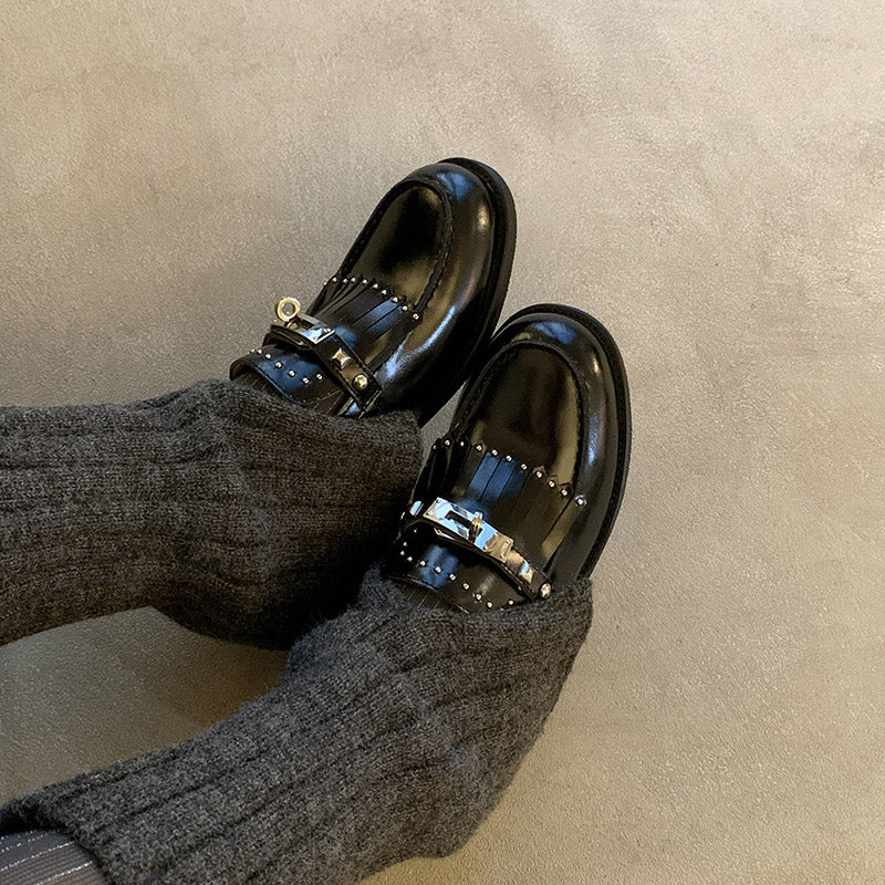 Karin Luna Casual Shoes Series~ Spot Goods Spot Goods Hot-selling Tassel Element Small Gold Buckle Single Shoes