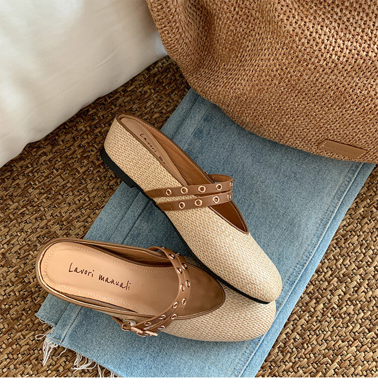 Karin Luna  Closed-Toe Woven Style Height-Increasing Slippers
