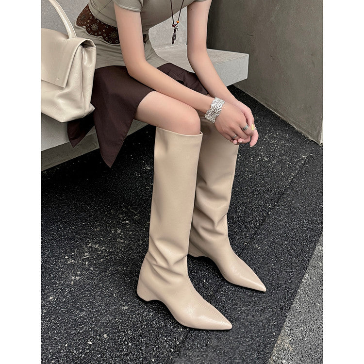 Karin Luna Hot-Selling Internal Height Increase Pointed Toe Straight-Leg Hot-Selling Long Boots