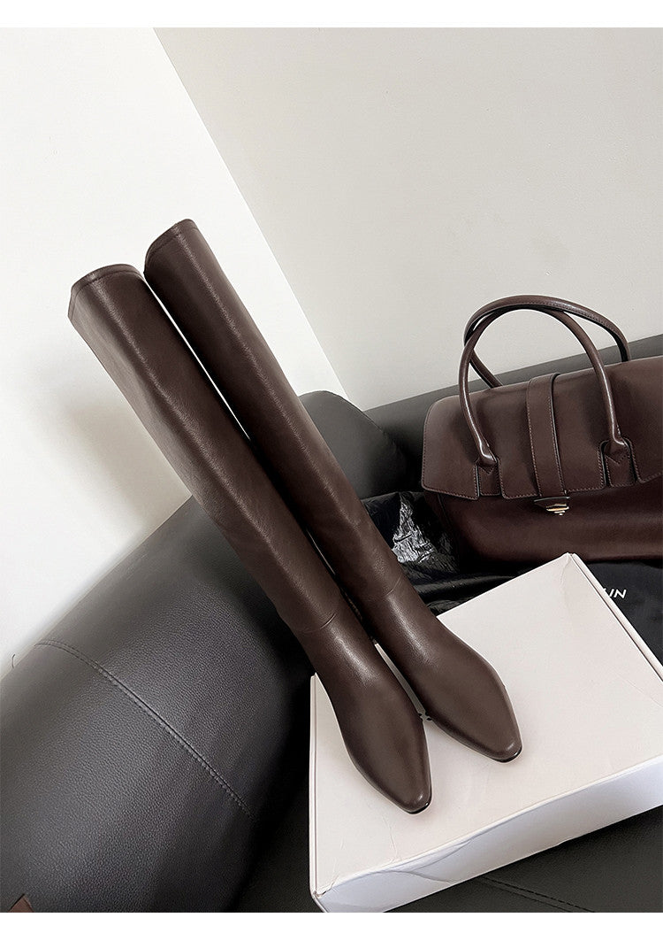 Karin Luna Elegant Style Slanted Inner Height-Increasing Long Boots