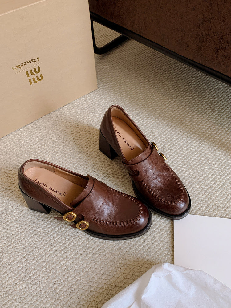 Karin Luna Bestseller Hot-Selling Derivative Edition Self-contained Strap Buckle Casual Loafers