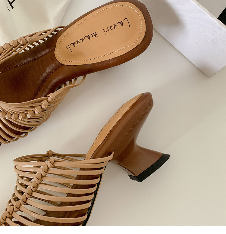 Karin Luna Bestseller Woven Vacation Style Series~ Elegant High Heel Slippers