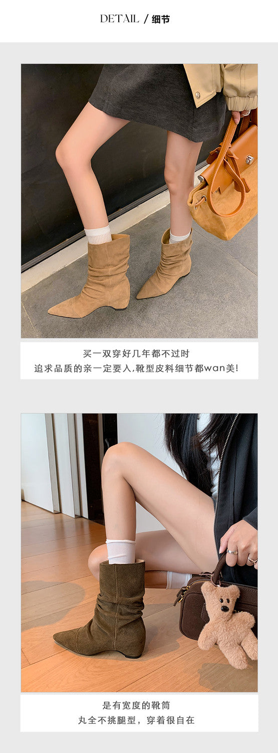 Karin Luna Data Hot Item Pointed Toe Slouchy Matte Western Ankle Boots