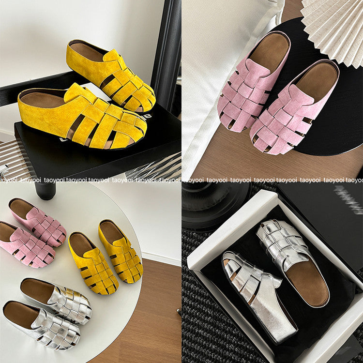 Karin Luna Full Layer Inside and Out~Basic Versatile Perforated Round Toe Birkenstock Slippers