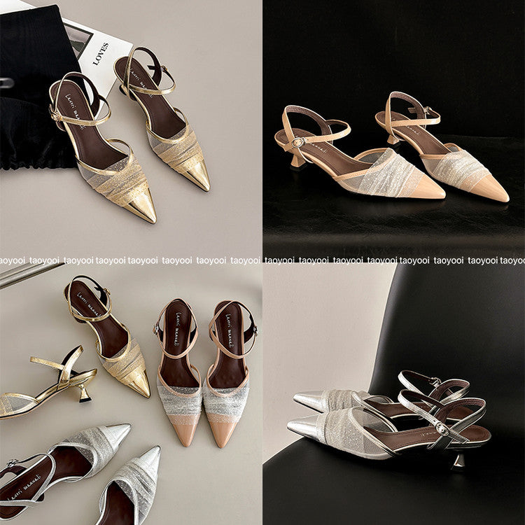 Karin Luna In Stock Spot Goods  Elegant Mesh Pointed Toe Sandals