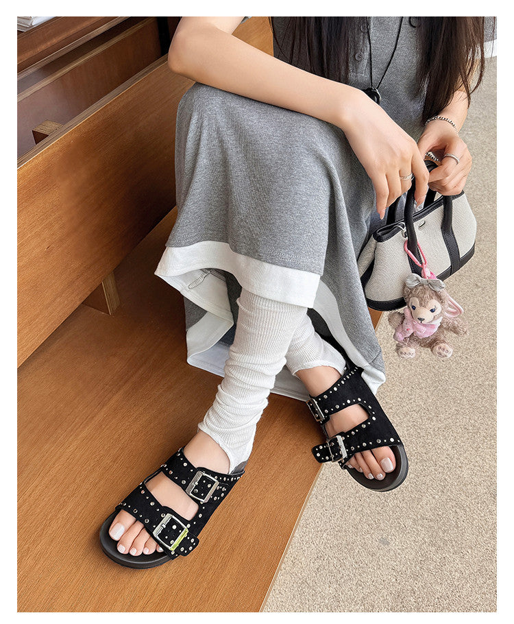 Karin Luna In Stock Spot Goods Casual Thick-Soled Belt Buckle Slippers