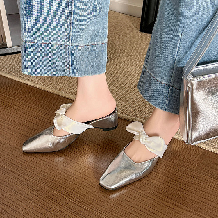 Karin Luna In Stock In Stock  Fluffy feel Bowknot Closed-Toe Slippers
