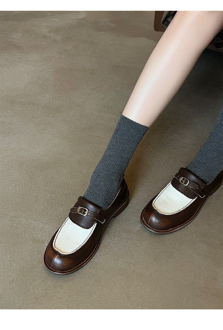 Karin Luna Casual Shoes Series~  In stock Classic color-blocking British style deep-mouth single shoes