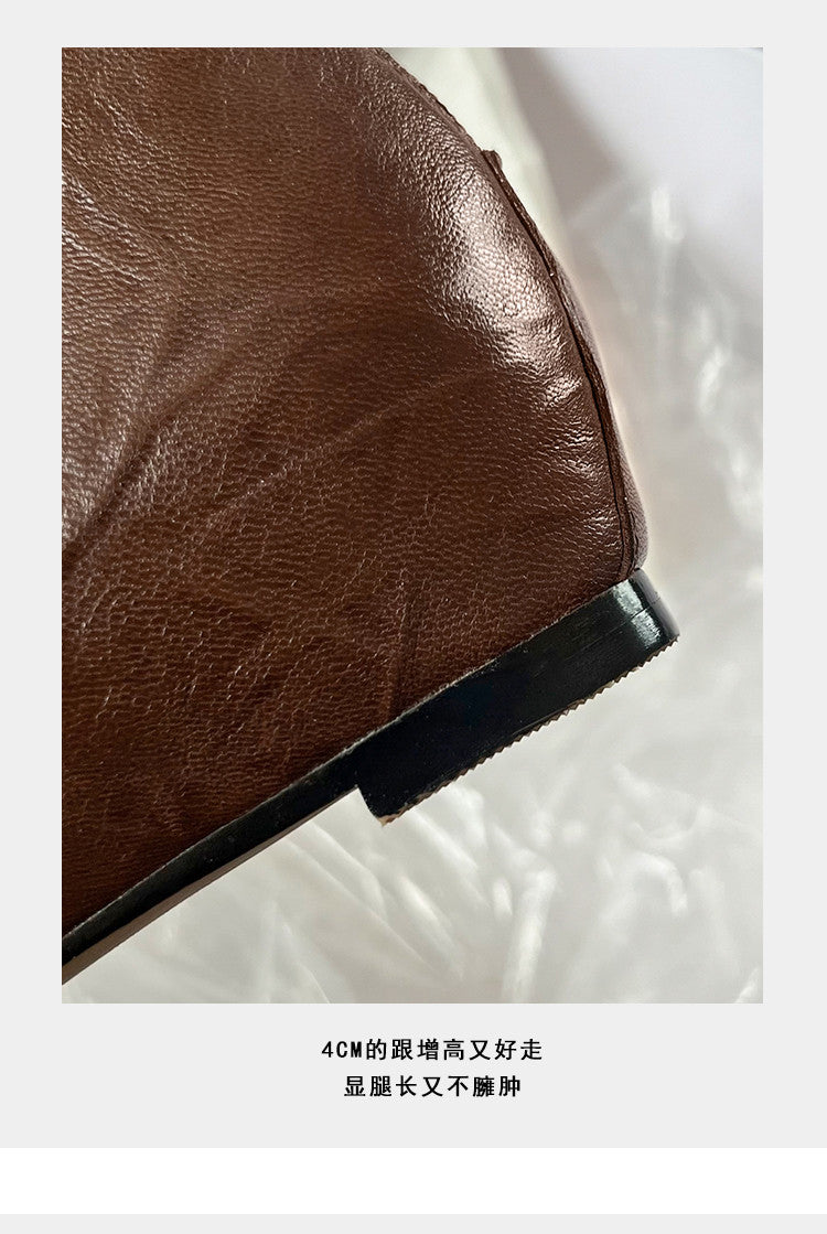 Karin Luna In Stock Spot Goods Slim Series  Hidden Wedge Small Square Toe Back Zipper Short Boots