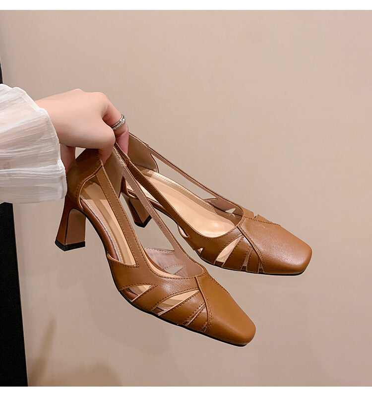 Karin Luna Hot-Selling Retro Big Item Big Goods Available for sale all seasons French-style Hollow Out Single Shoes Full leather inside and out