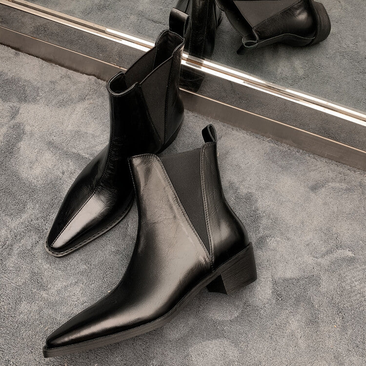 Karin Luna In Stock In stock   Classic first-layer cowhide Chelsea elastic ankle boots