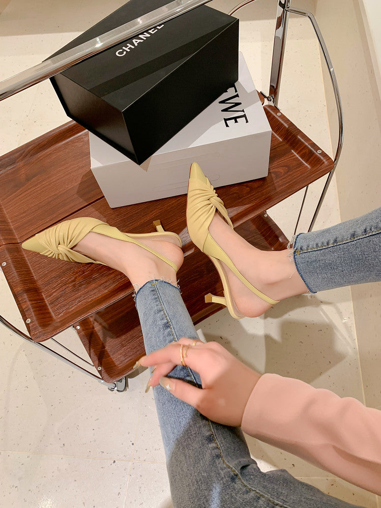 Karin Luna In Stock In Stock  Exquisite Pointed Toe Backless Closed-Toe Stiletto Sandals