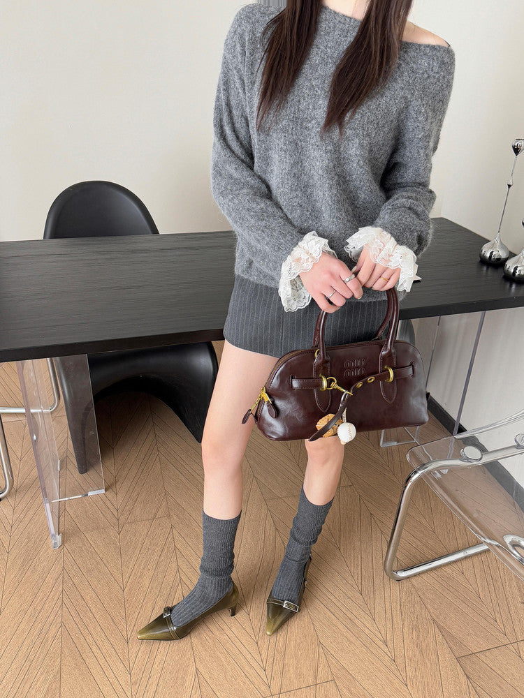 Karin Luna In Stock In Stock Retro Belt Buckle Small Square Toe Chunky Heel Single Shoes