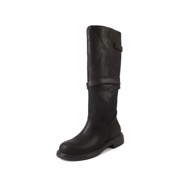 Karin Luna In Stock Spot Goods   Heavy-duty Edition Highly Consuming Material Round Toe Long Boots