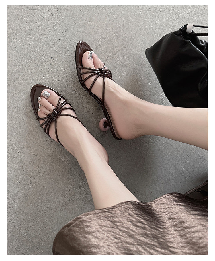 Karin Luna In Stock In Stock  In Stock Round Toe Cross Hollow Round Toe Stiletto Slippers