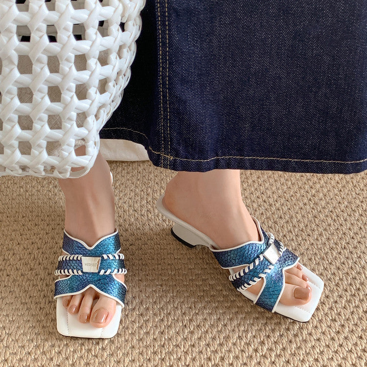 Karin Luna Fish Skin Series~ Hot-selling Square-Toe Slippers with Built-in Traffic