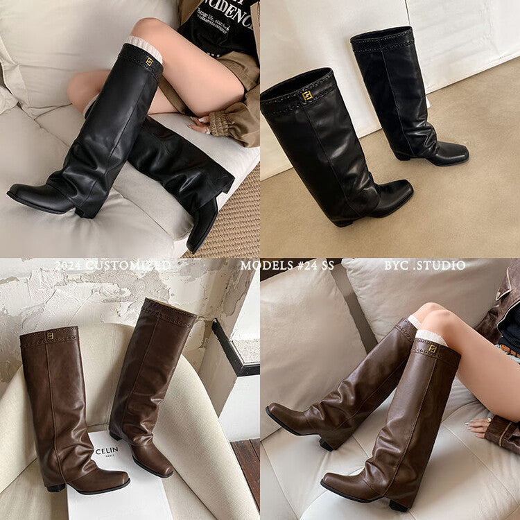 Karin Luna cool girl Stylish and Sweet Square-Toe Booties