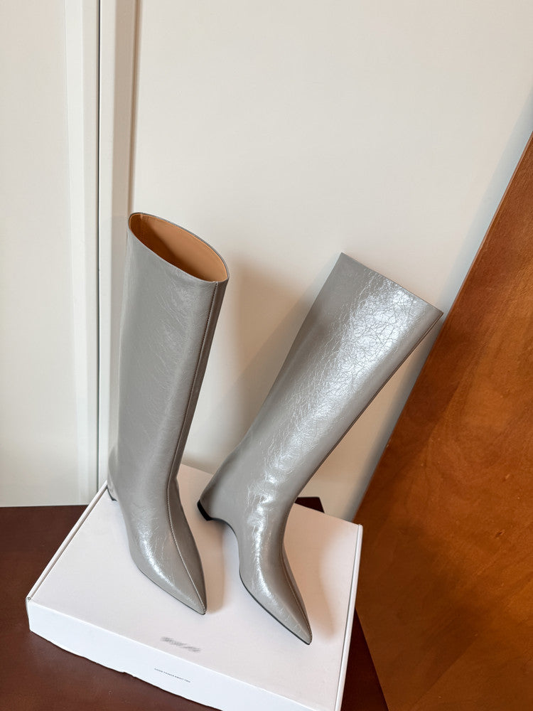 Karin Luna Minimalist Style High Tube Pointed Toe Hidden Heel Boots