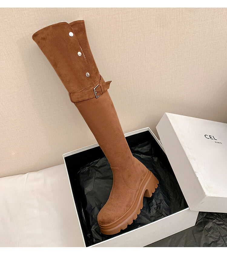 Karin Luna has prepared stock  Main Push Main Push  Hot-selling Large Sole Self-flowing Foldable Round Toe Over-the-Knee Boots