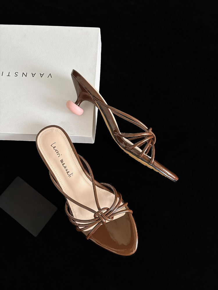 Karin Luna In Stock In Stock  In Stock Round Toe Cross Hollow Round Toe Stiletto Slippers