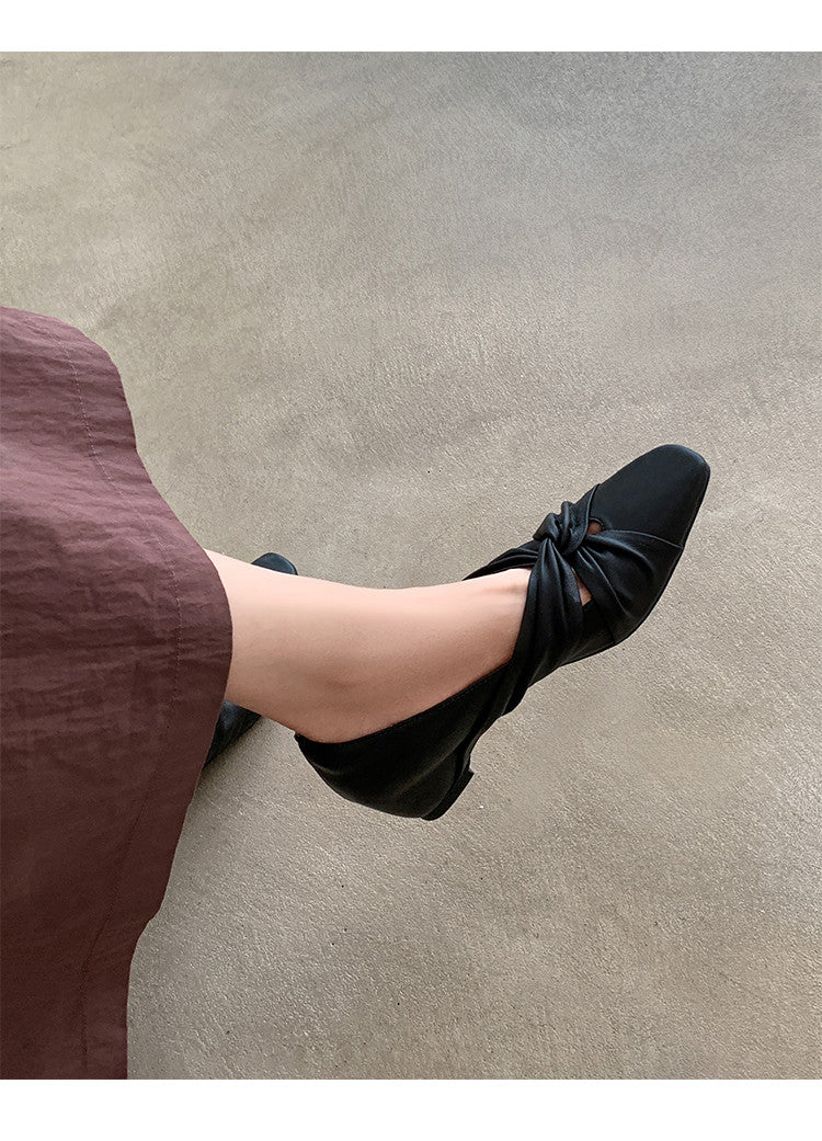 Karin Luna Cross Design Square Toe Hidden Wedge Shoes