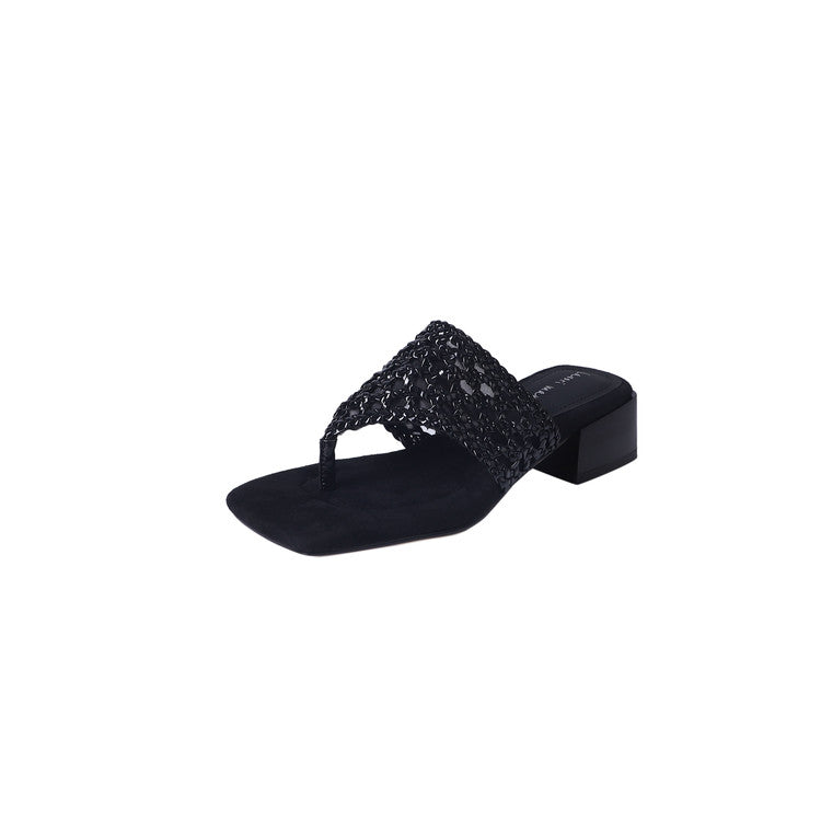 Karin Luna Hot-Selling Braided Style  In stock Toe-strap Woven Sofa Insole Slippers