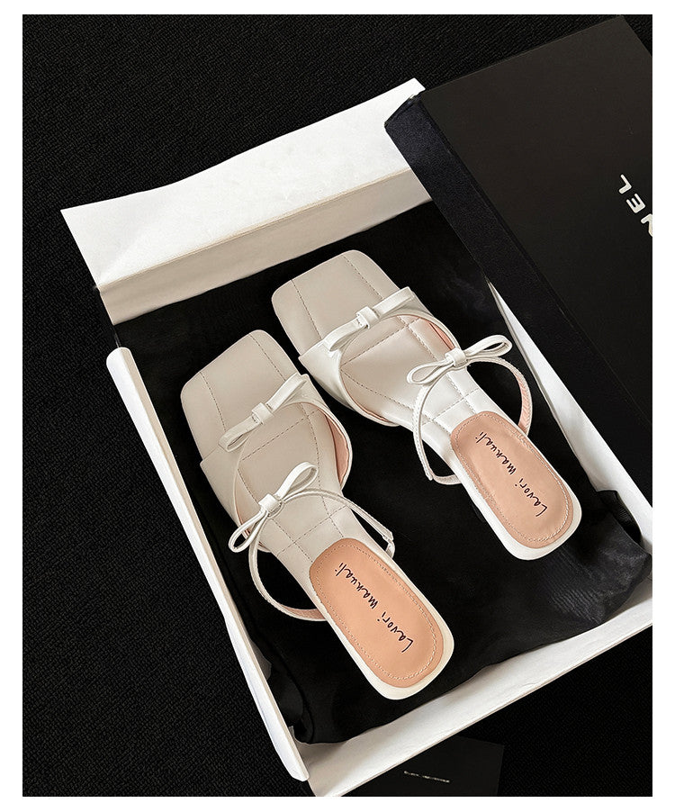 Karin Luna Hot Item Hot Item Self-Flow Square-Toe Irregular Heel Slippers