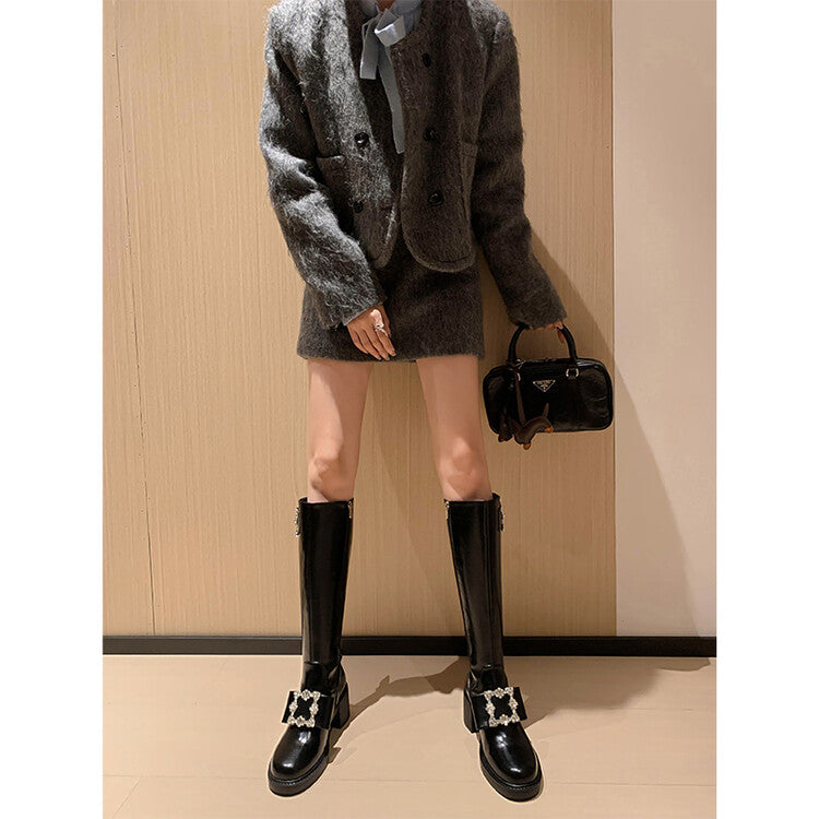 Karin Luna has prepared stock  Custom Large Square Buckle Bowknot Fastener Elegant Long Boots