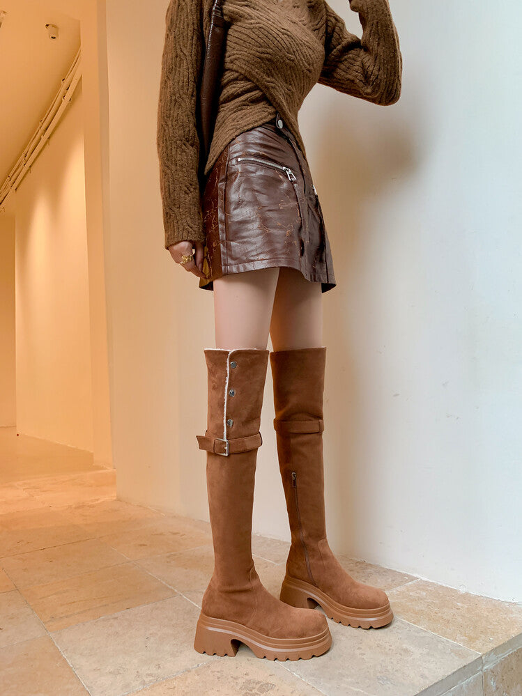 Karin Luna has prepared stock  Main Push Main Push  Hot-selling Large Sole Self-flowing Foldable Round Toe Over-the-Knee Boots