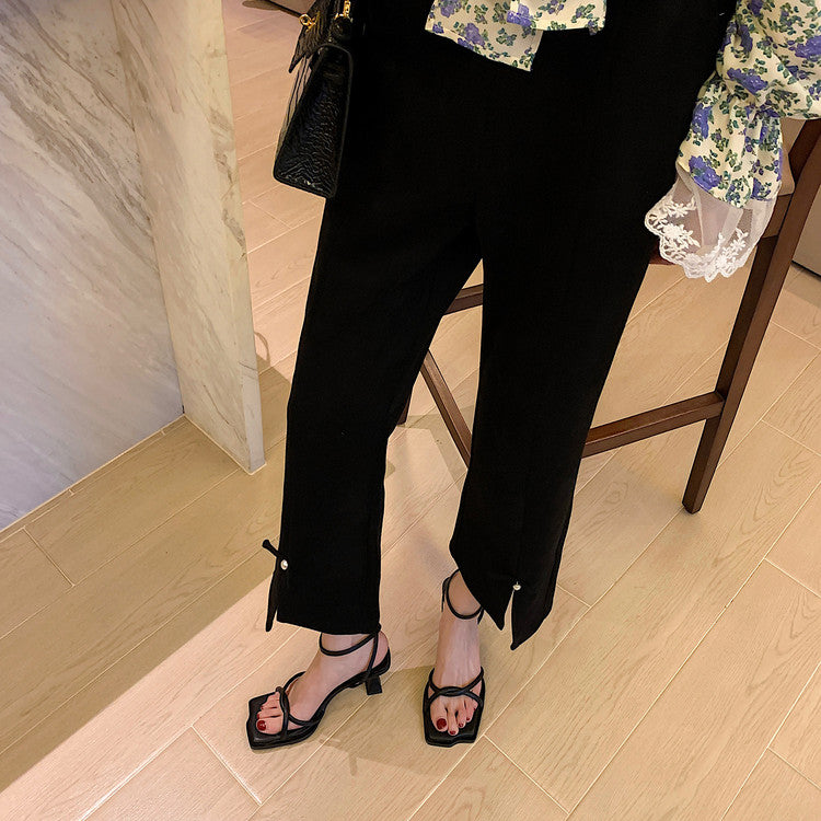Karin Luna Classic Style  In stock  Basic Versatile Cross Strap High Heel Sandals