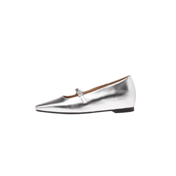 Karin Luna In Stock Spot Goods  Elegant Square-Toe One-Strap Height-Increasing Flats