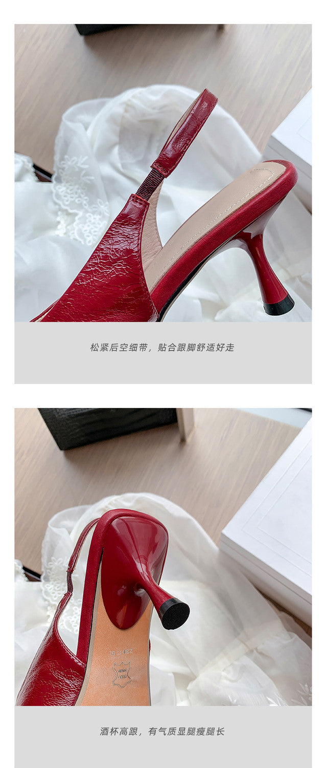 Karin Luna Classic Style Square Toe Open Toe French Retro Sandals