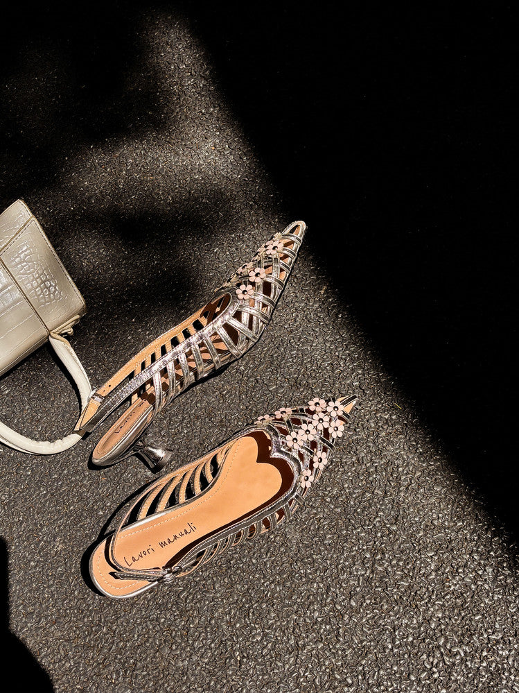 Karin Luna In Stock Spot Goods  Purely Handmade Flowers High-end Hollow Out Sandals