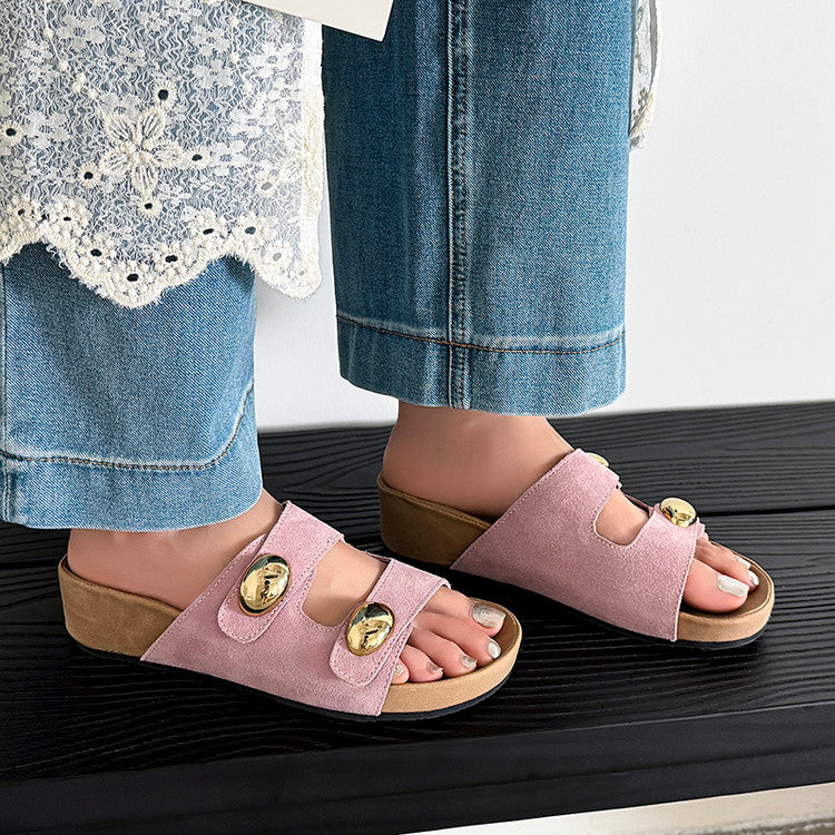 Karin Luna   Casual Style   Thick Sole Belt Buckle Slide Sandals