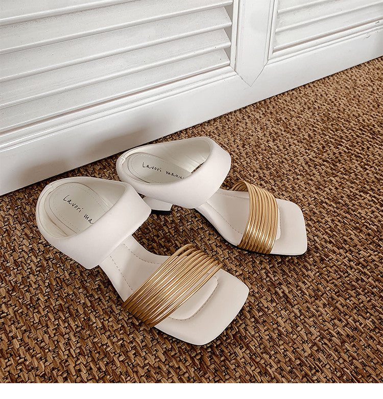 Karin Luna In Stock In Stock Minimalist Style Square-Toed Elegant Slippers