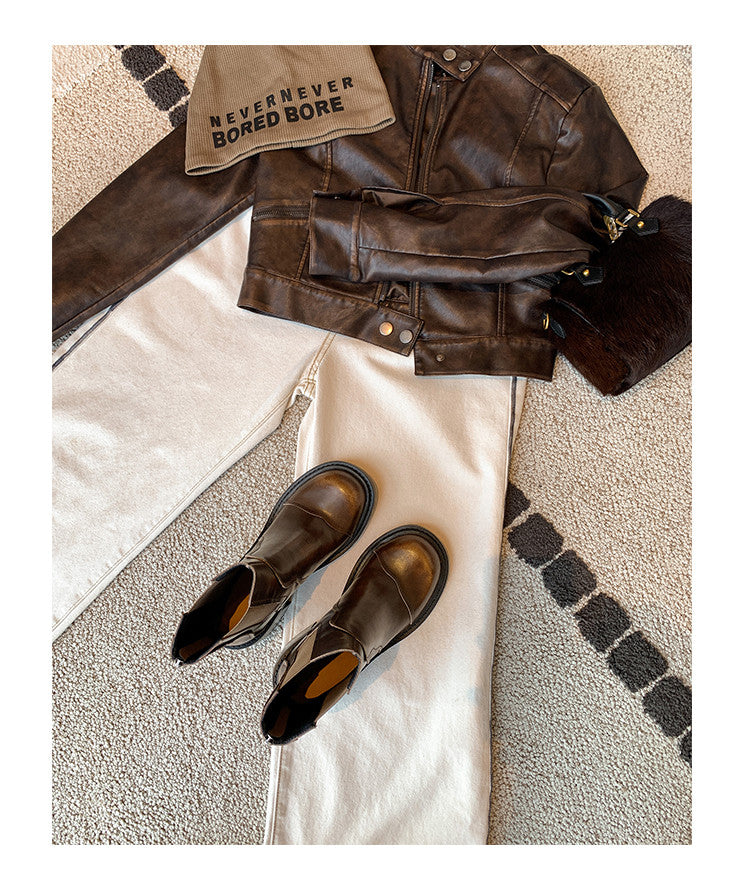Karin Luna In Stock Spot Goods  Round Toe Stretch Round Toe Chelsea Short Boots