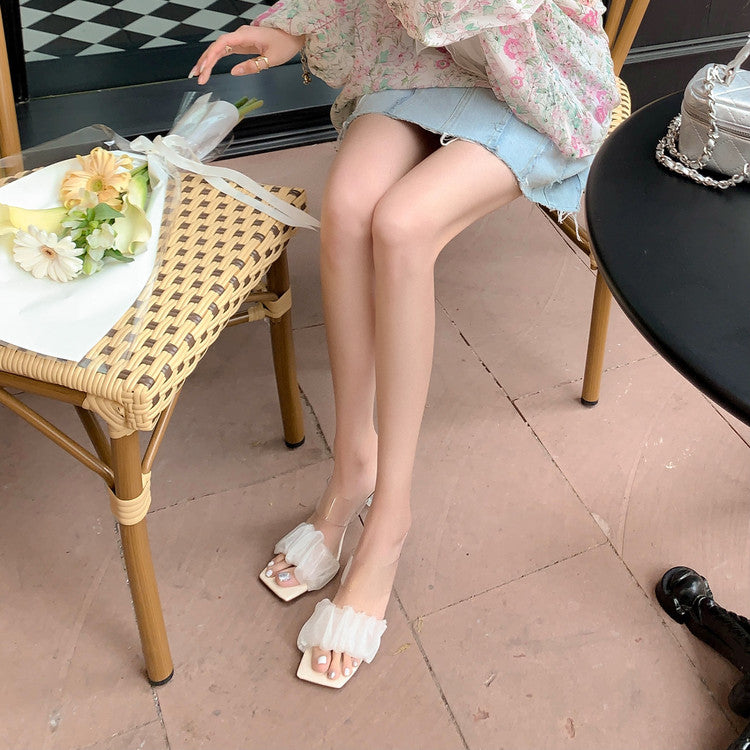 Karin Luna In Stock Spot Goods The feeling of summer Breathable Organza Elegant Slippers