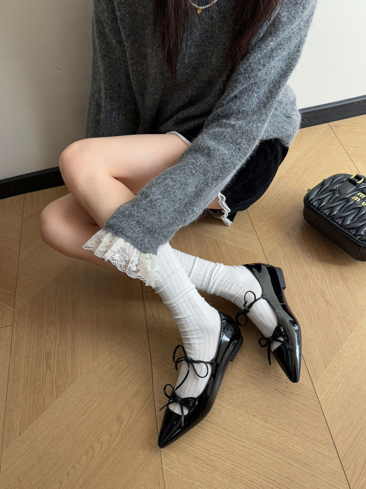 Karin Luna In Stock Spot Goods  Hot-selling Element Bowknot Square Toe Pointed Toe Single Shoes