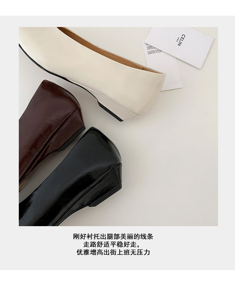 Karin Luna In Stock Spot Goods  Small Metal Decoration Thick Heel Single Shoes