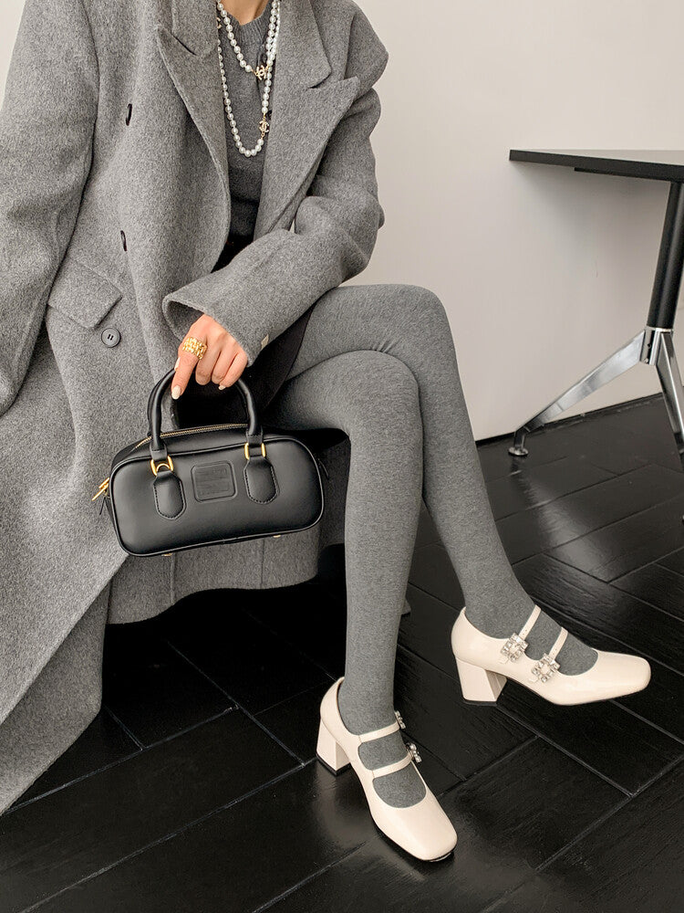 Karin Luna In Stock In stock   The heroine Ao~Square Toe High Heel One Strap Popular Rhinestone Mary Jane Shoes
