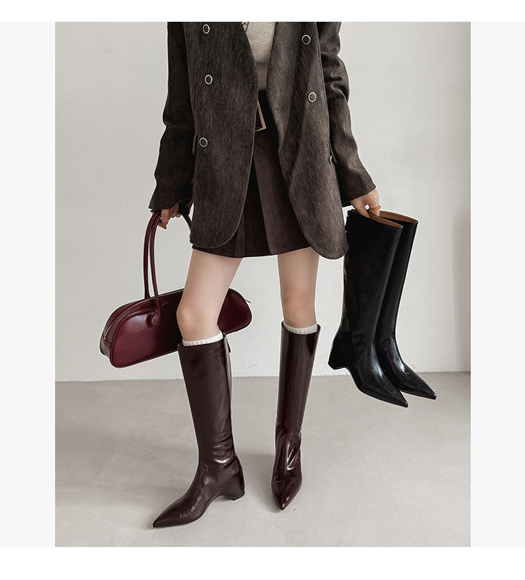 Karin Luna Elegant Style Pointed Toe Internal Height Increase Long Boots